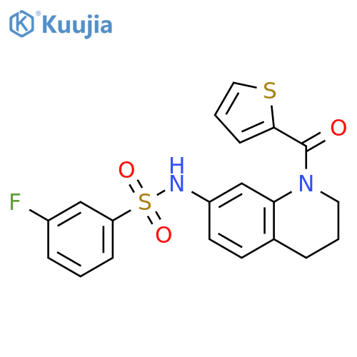 3-fluoro-N-1-(thiophene-2-carbonyl)-1,2,3,4-tetrahydroquinolin-7-ylbenzene-1-sulfonamide structure