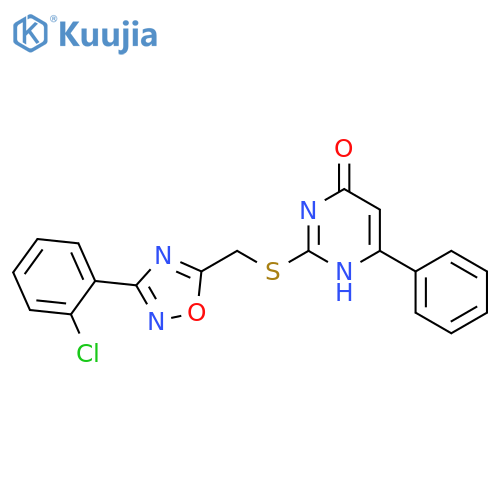 2-({3-(2-chlorophenyl)-1,2,4-oxadiazol-5-ylmethyl}sulfanyl)-6-phenyl-3,4-dihydropyrimidin-4-one structure