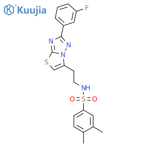 N-{2-2-(3-fluorophenyl)-1,2,4triazolo3,2-b1,3thiazol-6-ylethyl}-3,4-dimethylbenzene-1-sulfonamide structure