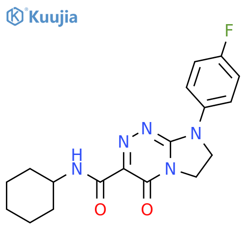 N-cyclohexyl-8-(4-fluorophenyl)-4-oxo-4H,6H,7H,8H-imidazo2,1-c1,2,4triazine-3-carboxamide structure