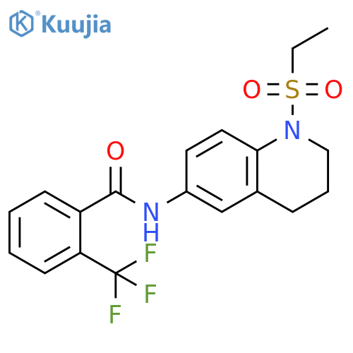 N-1-(ethanesulfonyl)-1,2,3,4-tetrahydroquinolin-6-yl-2-(trifluoromethyl)benzamide structure