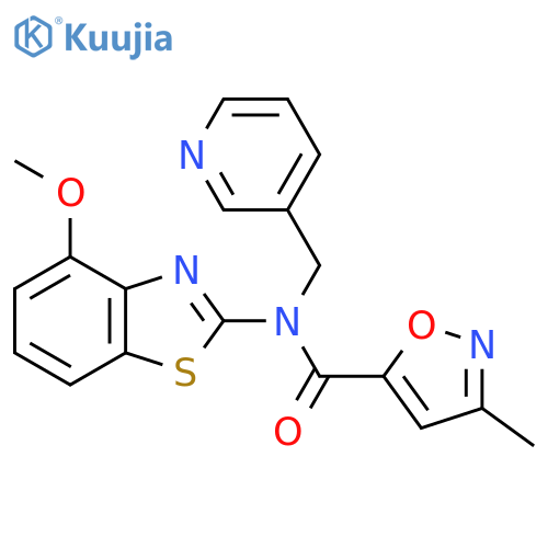 N-(4-methoxy-1,3-benzothiazol-2-yl)-3-methyl-N-(pyridin-3-yl)methyl-1,2-oxazole-5-carboxamide structure