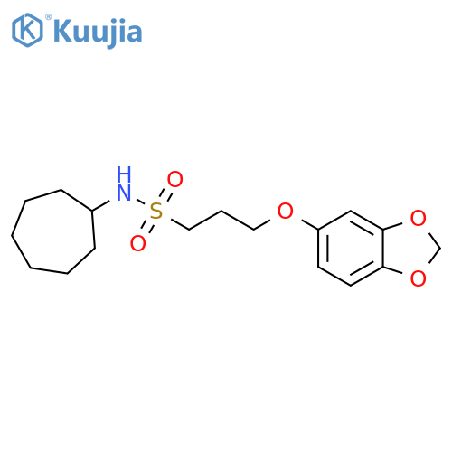 3-(2H-1,3-benzodioxol-5-yloxy)-N-cycloheptylpropane-1-sulfonamide structure
