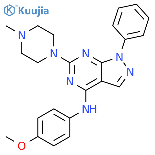 N-(4-methoxyphenyl)-6-(4-methylpiperazin-1-yl)-1-phenyl-1H-pyrazolo3,4-dpyrimidin-4-amine structure