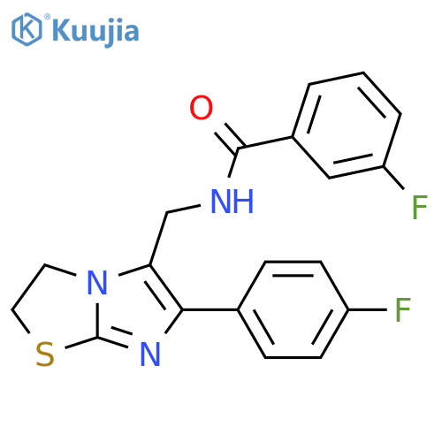 3-fluoro-N-{6-(4-fluorophenyl)-2H,3H-imidazo2,1-b1,3thiazol-5-ylmethyl}benzamide structure