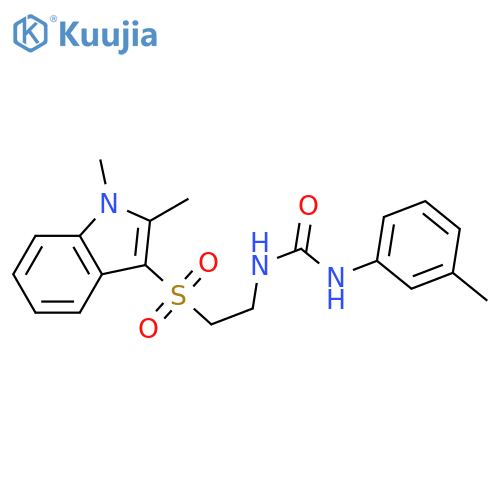 3-{2-(1,2-dimethyl-1H-indol-3-yl)sulfonylethyl}-1-(3-methylphenyl)urea structure