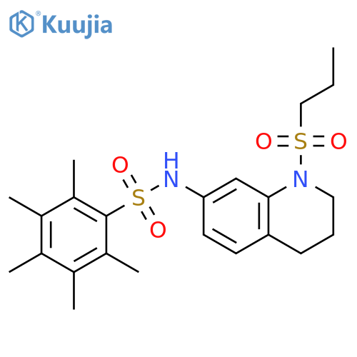 2,3,4,5,6-pentamethyl-N-1-(propane-1-sulfonyl)-1,2,3,4-tetrahydroquinolin-7-ylbenzene-1-sulfonamide structure