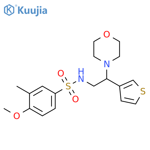 4-methoxy-3-methyl-N-2-(morpholin-4-yl)-2-(thiophen-3-yl)ethylbenzene-1-sulfonamide structure