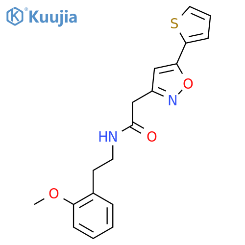 N-2-(2-methoxyphenyl)ethyl-2-5-(thiophen-2-yl)-1,2-oxazol-3-ylacetamide structure