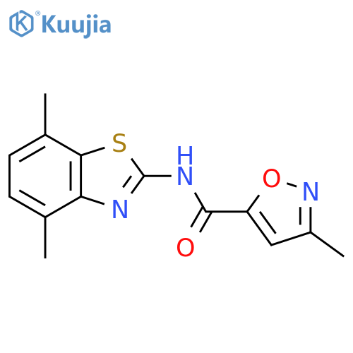 N-(4,7-dimethyl-1,3-benzothiazol-2-yl)-3-methyl-1,2-oxazole-5-carboxamide structure