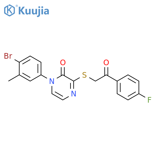 1-(4-bromo-3-methylphenyl)-3-{2-(4-fluorophenyl)-2-oxoethylsulfanyl}-1,2-dihydropyrazin-2-one structure