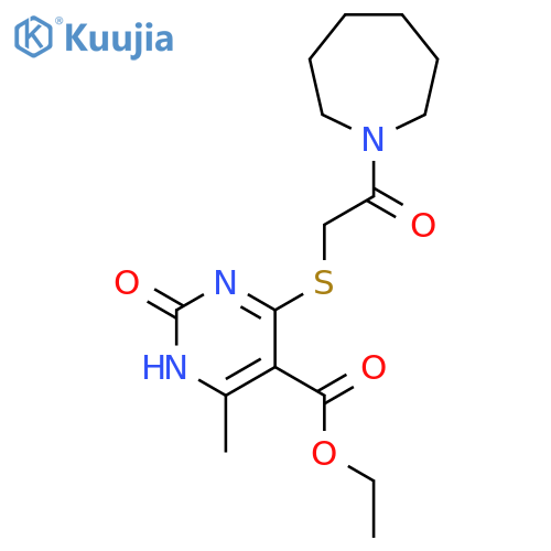 ethyl 4-{2-(azepan-1-yl)-2-oxoethylsulfanyl}-6-methyl-2-oxo-1,2-dihydropyrimidine-5-carboxylate structure