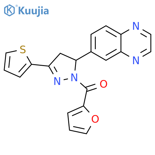 6-1-(furan-2-carbonyl)-3-(thiophen-2-yl)-4,5-dihydro-1H-pyrazol-5-ylquinoxaline structure