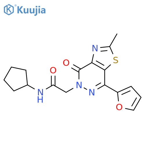 N-cyclopentyl-2-7-(furan-2-yl)-2-methyl-4-oxo-4H,5H-1,3thiazolo4,5-dpyridazin-5-ylacetamide structure
