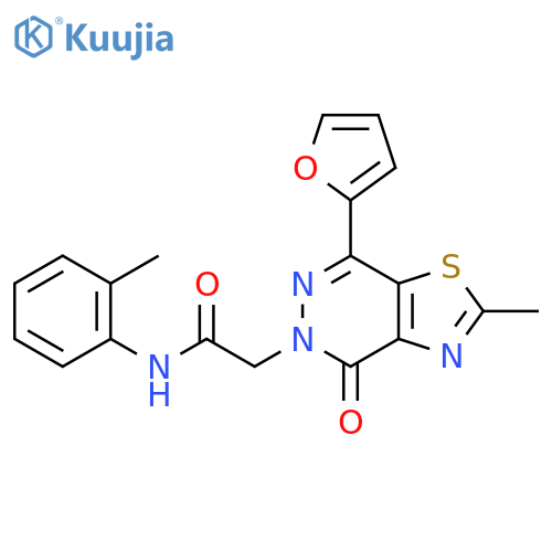 2-7-(furan-2-yl)-2-methyl-4-oxo-4H,5H-1,3thiazolo4,5-dpyridazin-5-yl-N-(2-methylphenyl)acetamide structure