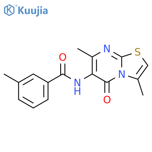 N-{3,7-dimethyl-5-oxo-5H-1,3thiazolo3,2-apyrimidin-6-yl}-3-methylbenzamide structure