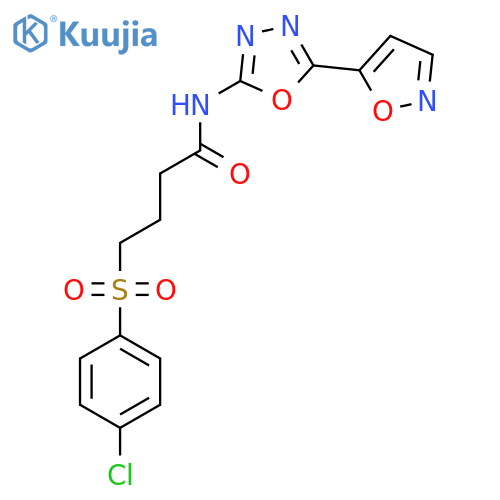 4-(4-chlorobenzenesulfonyl)-N-5-(1,2-oxazol-5-yl)-1,3,4-oxadiazol-2-ylbutanamide structure