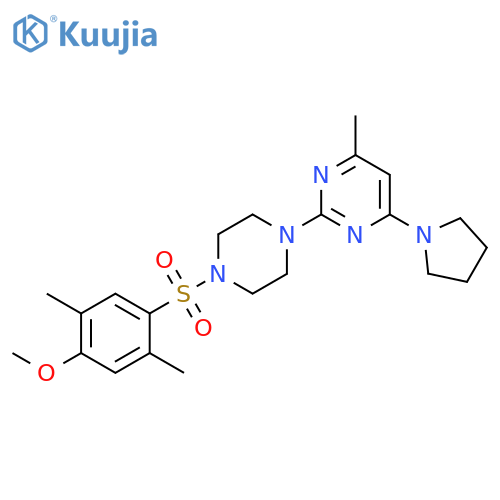 2-4-(4-methoxy-2,5-dimethylbenzenesulfonyl)piperazin-1-yl-4-methyl-6-(pyrrolidin-1-yl)pyrimidine structure