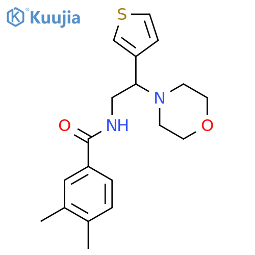 3,4-dimethyl-N-2-(morpholin-4-yl)-2-(thiophen-3-yl)ethylbenzamide structure