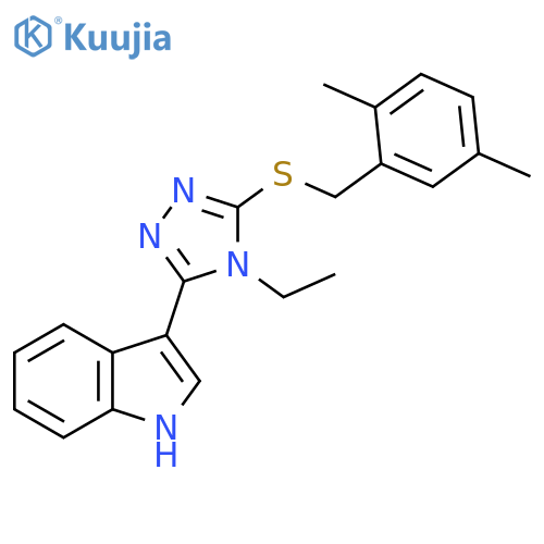3-(5-{(2,5-dimethylphenyl)methylsulfanyl}-4-ethyl-4H-1,2,4-triazol-3-yl)-1H-indole structure