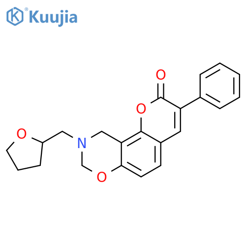 9-(oxolan-2-yl)methyl-3-phenyl-2H,8H,9H,10H-chromeno8,7-e1,3oxazin-2-one structure