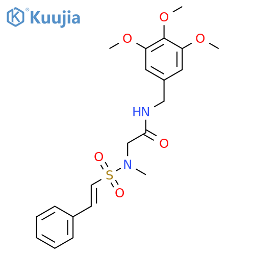 2-(N-methyl-2-phenylethenesulfonamido)-N-[(3,4,5-trimethoxyphenyl)methyl]acetamide structure