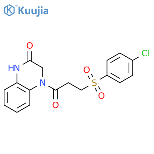 4-3-(4-chlorobenzenesulfonyl)propanoyl-1,2,3,4-tetrahydroquinoxalin-2-one structure