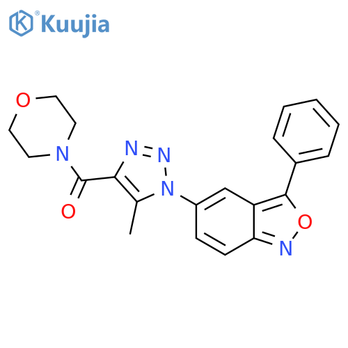 5-5-methyl-4-(morpholine-4-carbonyl)-1H-1,2,3-triazol-1-yl-3-phenyl-2,1-benzoxazole structure