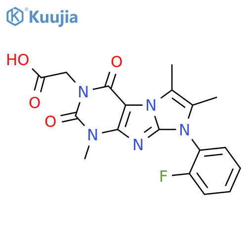 2-8-(2-fluorophenyl)-1,6,7-trimethyl-2,4-dioxo-1H,2H,3H,4H,8H-imidazo1,2-gpurin-3-ylacetic acid structure