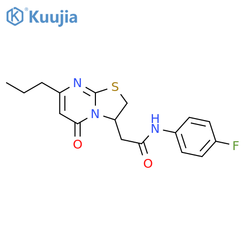 N-(4-fluorophenyl)-2-{5-oxo-7-propyl-2H,3H,5H-1,3thiazolo3,2-apyrimidin-3-yl}acetamide structure