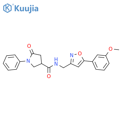 N-{5-(3-methoxyphenyl)-1,2-oxazol-3-ylmethyl}-5-oxo-1-phenylpyrrolidine-3-carboxamide structure