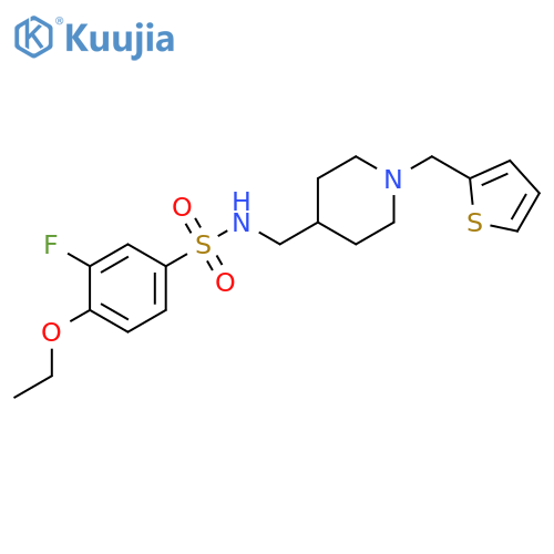 4-ethoxy-3-fluoro-N-({1-(thiophen-2-yl)methylpiperidin-4-yl}methyl)benzene-1-sulfonamide structure