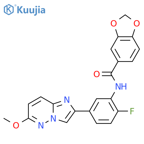 N-(2-fluoro-5-{6-methoxyimidazo1,2-bpyridazin-2-yl}phenyl)-2H-1,3-benzodioxole-5-carboxamide structure
