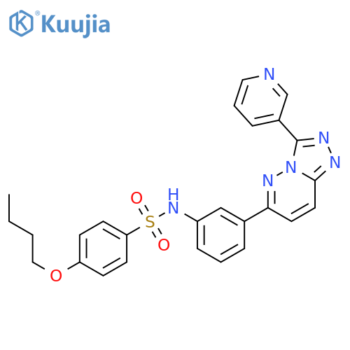 4-butoxy-N-{3-3-(pyridin-3-yl)-1,2,4triazolo4,3-bpyridazin-6-ylphenyl}benzene-1-sulfonamide structure