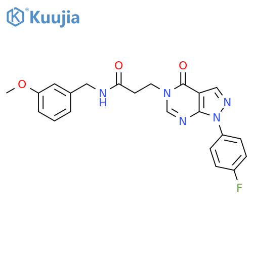 3-1-(4-fluorophenyl)-4-oxo-1H,4H,5H-pyrazolo3,4-dpyrimidin-5-yl-N-(3-methoxyphenyl)methylpropanamide structure