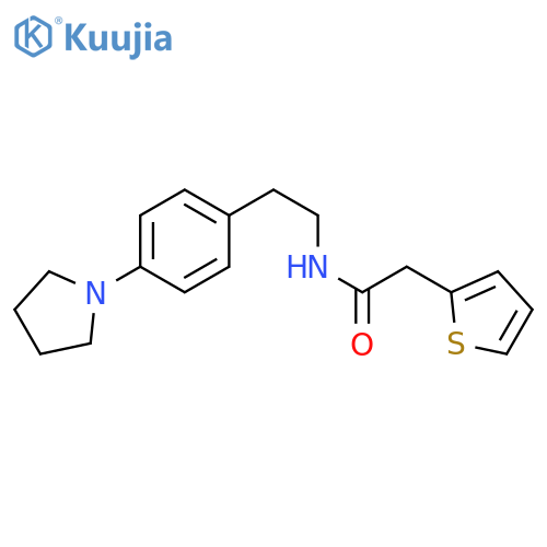 N-{2-4-(pyrrolidin-1-yl)phenylethyl}-2-(thiophen-2-yl)acetamide structure