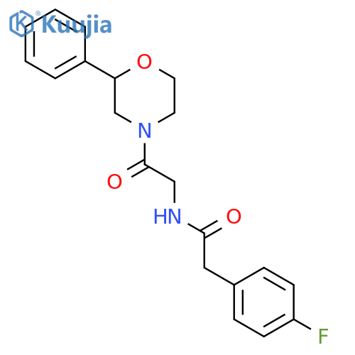 2-(4-fluorophenyl)-N-2-oxo-2-(2-phenylmorpholin-4-yl)ethylacetamide structure