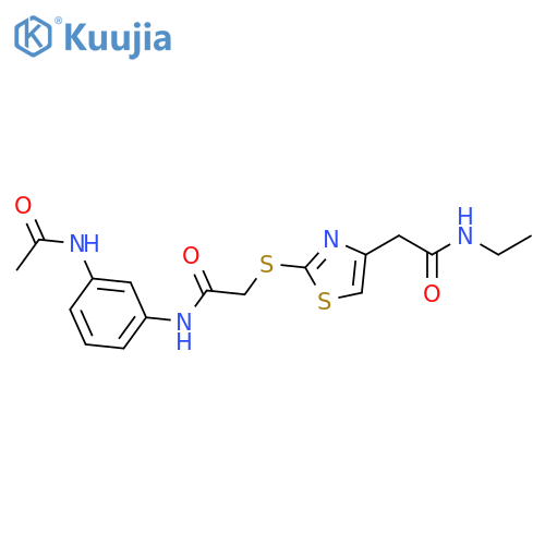 2-2-({(3-acetamidophenyl)carbamoylmethyl}sulfanyl)-1,3-thiazol-4-yl-N-ethylacetamide structure