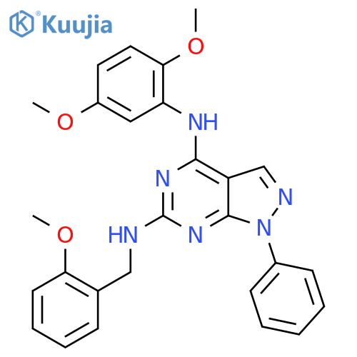 N4-(2,5-dimethoxyphenyl)-N6-(2-methoxyphenyl)methyl-1-phenyl-1H-pyrazolo3,4-dpyrimidine-4,6-diamine structure
