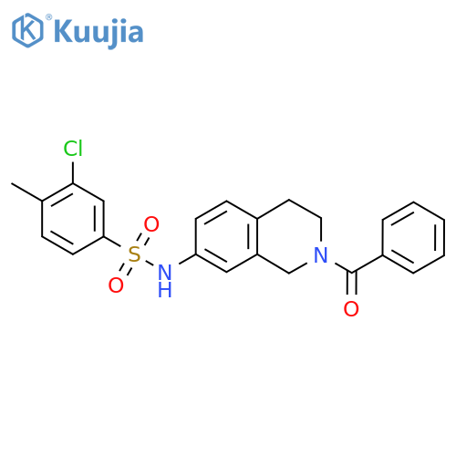 N-(2-benzoyl-1,2,3,4-tetrahydroisoquinolin-7-yl)-3-chloro-4-methylbenzene-1-sulfonamide structure