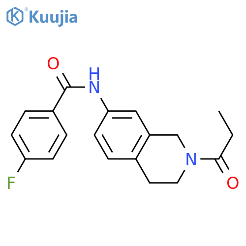 4-fluoro-N-(2-propanoyl-1,2,3,4-tetrahydroisoquinolin-7-yl)benzamide structure