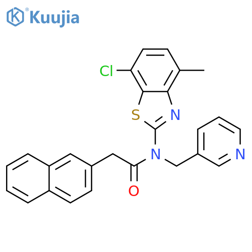 N-(7-chloro-4-methyl-1,3-benzothiazol-2-yl)-2-(naphthalen-2-yl)-N-(pyridin-3-yl)methylacetamide structure