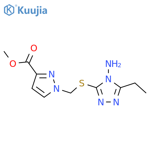 Methyl 1-{(4-Amino-5-ethyl-4H-1,2,4-triazol-3-yl)thiomethyl}-1H-pyrazole-3-carboxylate structure