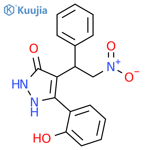 5-(2-hydroxyphenyl)-4-(2-nitro-1-phenylethyl)-1,2-dihydropyrazol-3-one structure