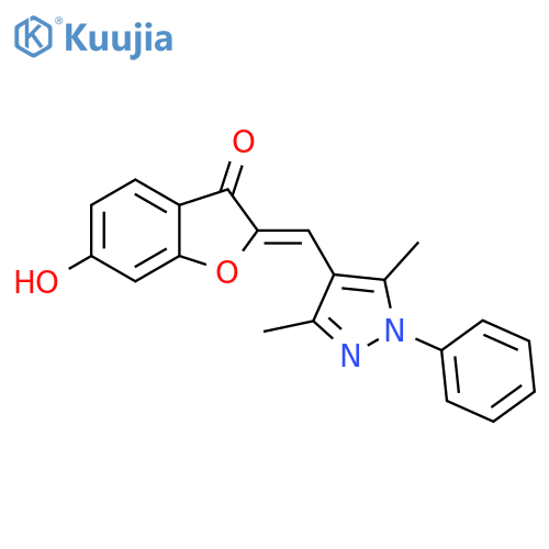 (2Z)-2-(3,5-dimethyl-1-phenyl-1H-pyrazol-4-yl)methylidene-6-hydroxy-2,3-dihydro-1-benzofuran-3-one structure