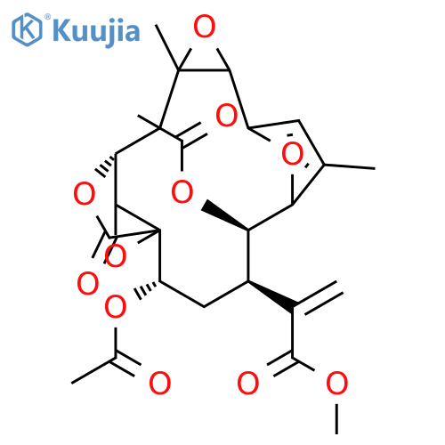 11,16,18,19-Tetraoxapentacyclo[12.2.2.16,9.01,15.010,12]nonadeca-6,8-diene-4-aceticacid, 2,5-bis(acetyloxy)-7,12-dimethyl-a-methylene-17-oxo-, methyl ester, (1S,2S,4R,5R,10S,12S,14R,15R)-(9CI) structure